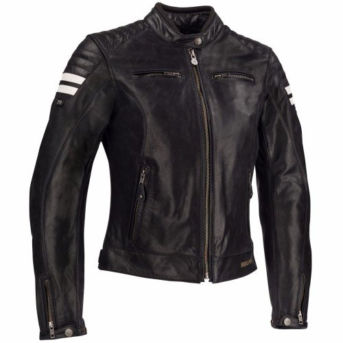 Giubbotto Pelle SEGURA LADY STRIPE NERO/BIANCO