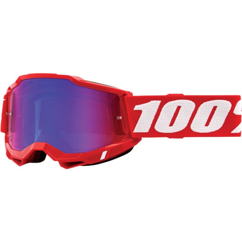 Occhiali 100% ACCURI 2 NEON RED RED/BLUE MIRROR LENS
