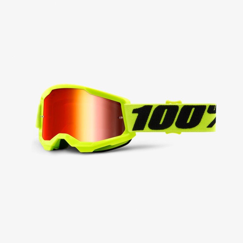 Occhiali 100% STRATA 2 YOUTH FLUO YELLOW RED MIRROR LENS